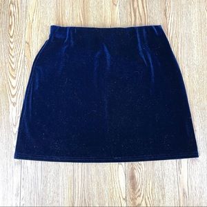 Vintage Lukly Blue Velvet Mini Skirt Size L